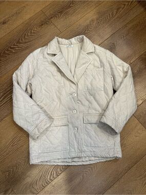 Anthropologie "On The Road" Quilted Cream Utility Blazer szS | fall jacket